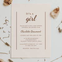 Boho Minimalist Beige It's A Girl Shower