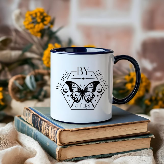 Boho Minimalist Black and White Butterfly quotes Mug (Boho Minimalist Black and White Butterfly quotes Mug)