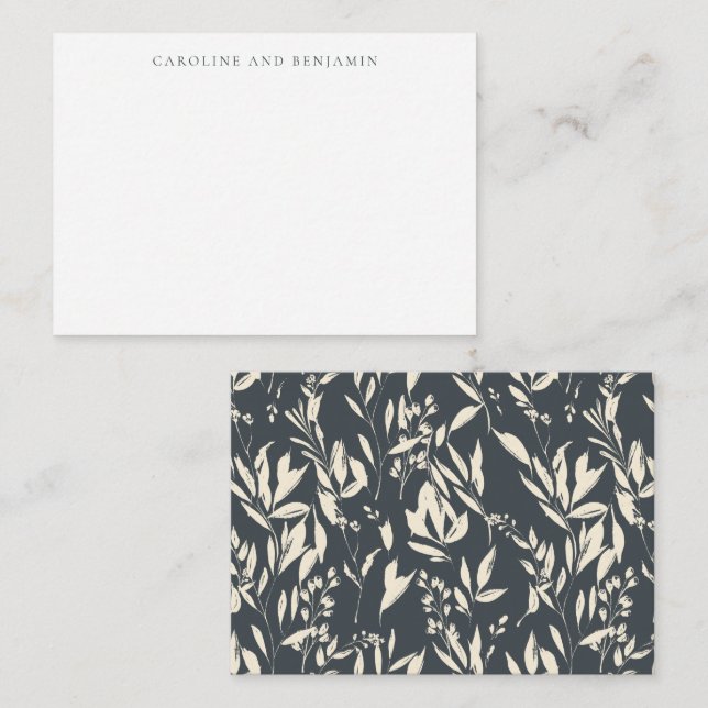 Boho Minimalist Black Floral Custom Gift Enclosure Card (Front/Back)