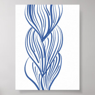 Boho Minimalist Blue Line Art Poster