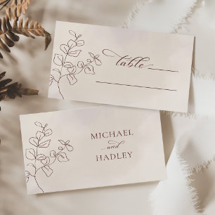 Boho Minimalist Botanical Floral Wedding  Place Card