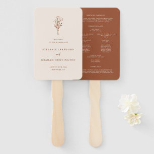Boho Minimalist Botanicals Terracotta Program Hand Fan