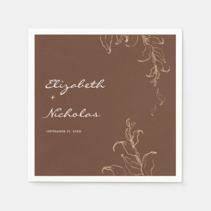 Boho Minimalist Botanicals Terracotta Wedding Napkin