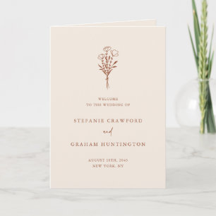 Boho Minimalist Botanicals Terracotta Wedding Programme