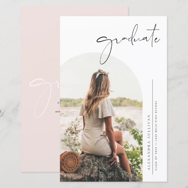 Boho Minimalist Calligraphy Arch Photo Graduation (Front/Back)