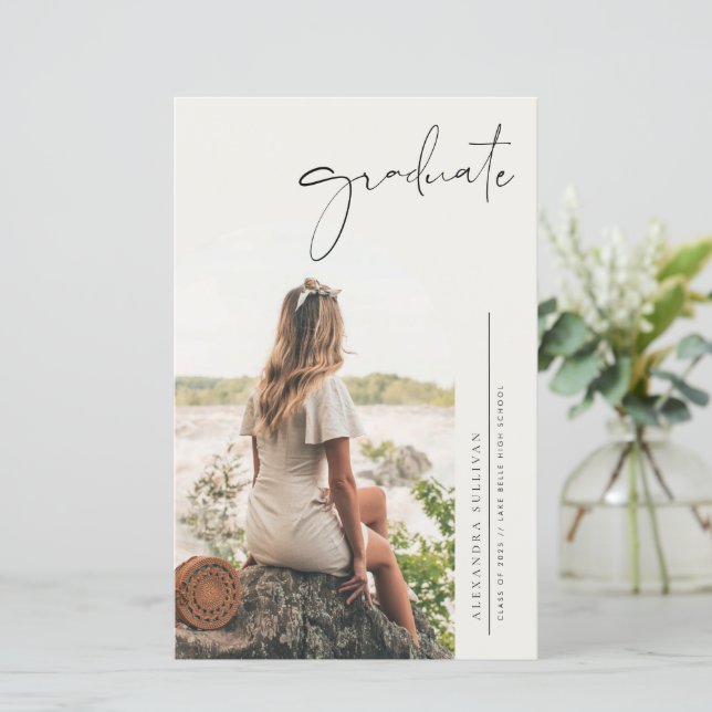 Boho Minimalist Calligraphy Arch Photo Graduation (Standing Front)