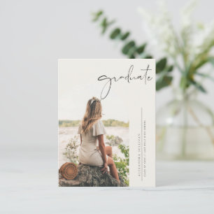 Boho Minimalist Calligraphy Arch Photo Graduation Invitation Postcard