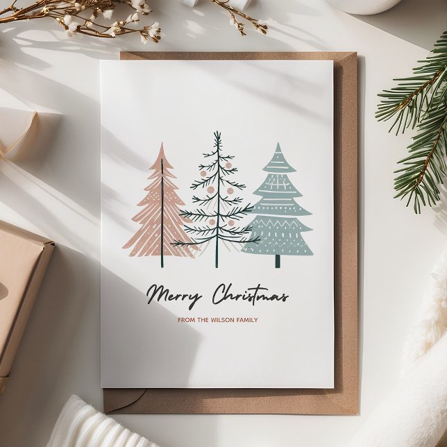 Boho Minimalist Christmas Tree Holiday Card (Creator Uploaded)