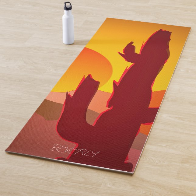 BOHO MINIMALIST DESERT SUNSET GRAPHIC YOGA MAT (In Situ)