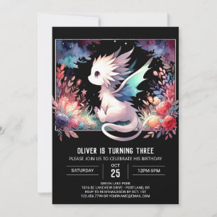 Boho Minimalist Dragon Birthday Invitation