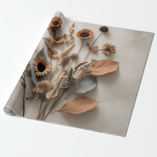 Boho Minimalist Dried Floral Art Print Wrapping Paper