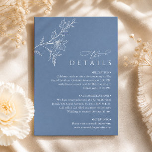 Boho Minimalist Dusty Blue Wedding Details Enclosure Card