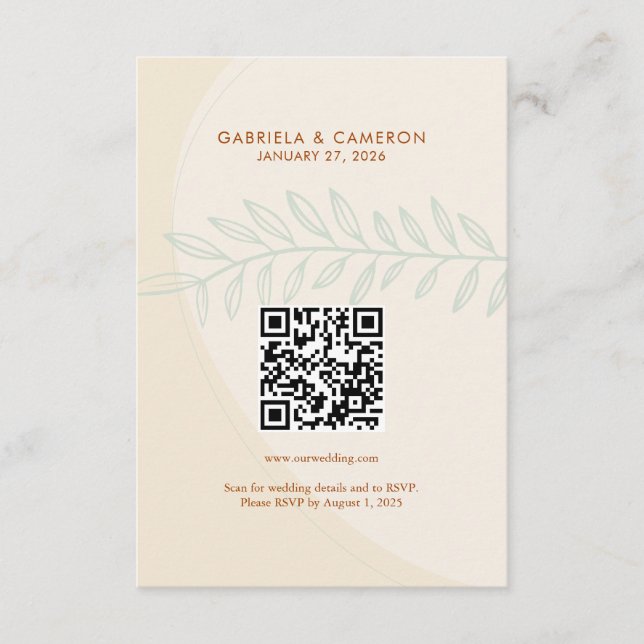 Boho Minimalist Earth Tones Wedding Enclosure Card (Front)