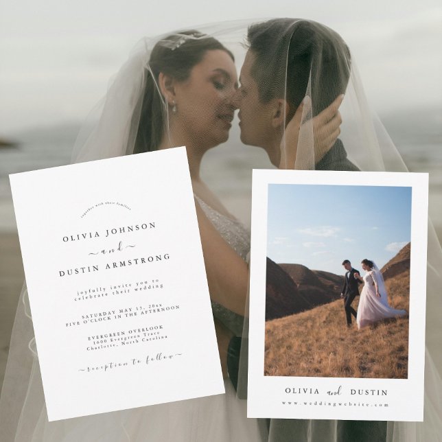 Boho Minimalist Elegant Photo Wedding Invitation (Creator Uploaded)