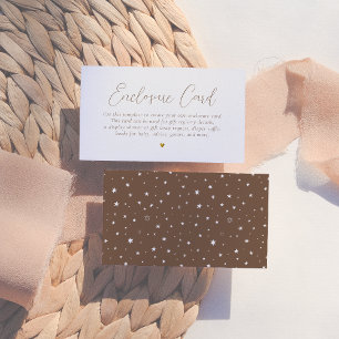 Boho Minimalist Gold Heart Calligraphy Baby Shower Enclosure Card