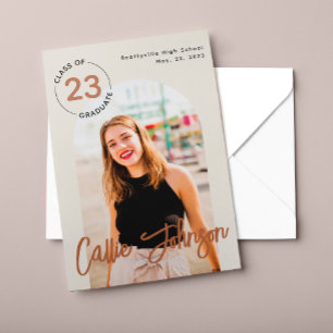 Boho Minimalist Graduation Photo Announcement Card