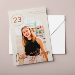 Boho Minimalist Graduation Photo Announcement Card