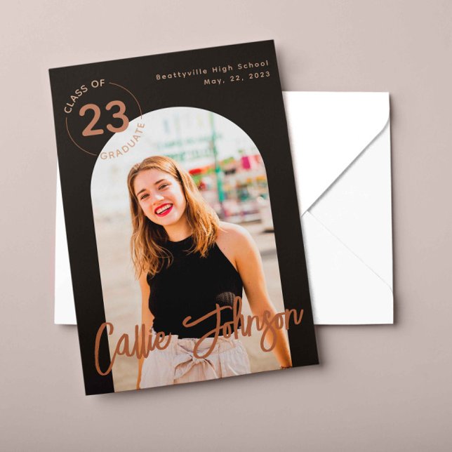 Boho Minimalist Graduation Photo Announcement Card (Creator Uploaded)
