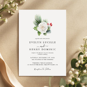 Boho Minimalist Greenery Foliag Christmas Wedding Invitation