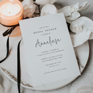 Boho Minimalist Handwritten Script Bridal Shower Invitation