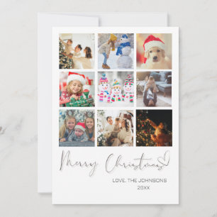 Boho Minimalist Merry Christmas 10 Photo Collage  Holiday Card