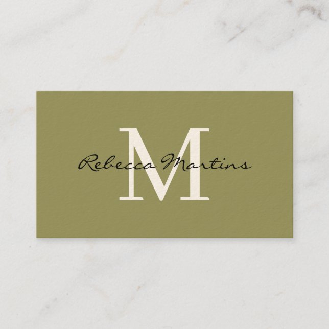 Boho minimalist monogram business card (Front)
