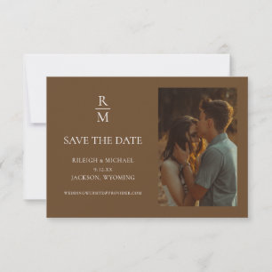 Boho Minimalist Monogram Photo Save the Date