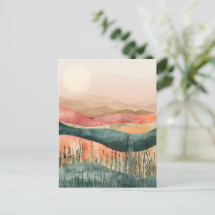 Boho Minimalist Mountain - Earthy Nature-Inspired Postcard