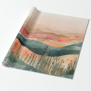 Boho Minimalist Mountain - Earthy Nature-Inspired Wrapping Paper