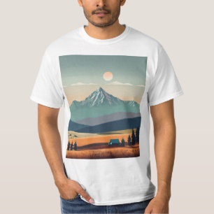 "Boho Minimalist Mountain Vibes Tee" T-Shirt
