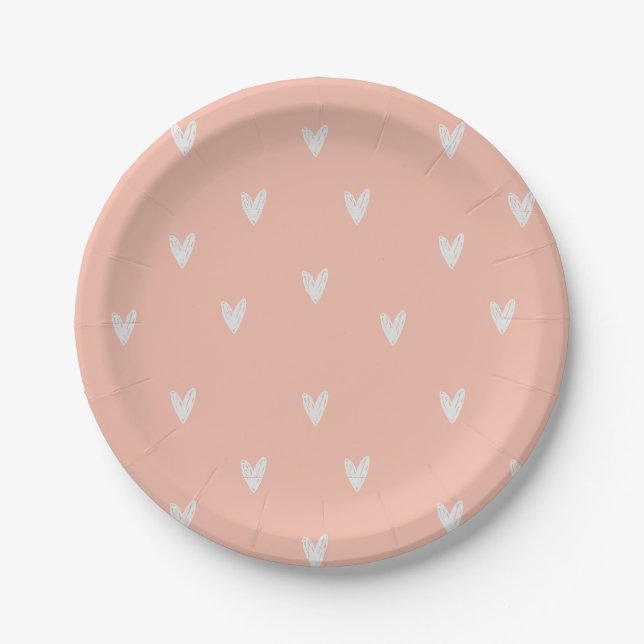 Boho Minimalist Nursery Girl Baby Shower Paper Plate (Front)