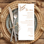Boho Minimalist Orange Floral Wedding Menu<br><div class="desc">Add elegance to your bohemian wedding with our "Elegant Boho Orange Flowers Wedding Menu." This menu design,  featuring dried florals and calligraphy,  is perfect for a minimalist fall wedding celebration. Should you need any assistance,  please don't hesitate to reach out.</div>