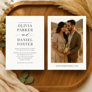 Boho Minimalist Photo Wedding  Invitation