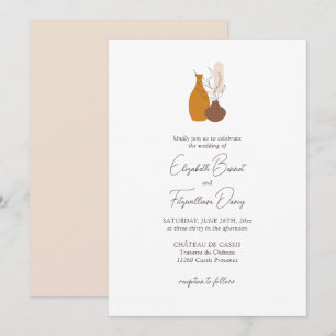Boho Minimalist Plant Pots Classic Wedding  Invitation