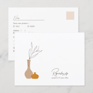 Boho Minimalist Plant Pots RSVP Meal Choice  Postcard