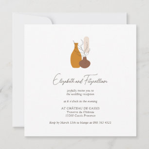 Boho Minimalist Plant Pots Wedding Reception  Invitation