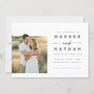 Boho Minimalist QR Code Photo Wedding Invitation