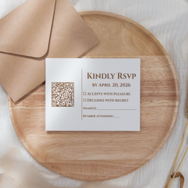 Boho Minimalist QR Code Wedding RSVP Card (Creator Uploaded)