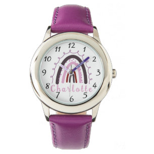 Boho Minimalist Rainbow With Personalised Name Watch