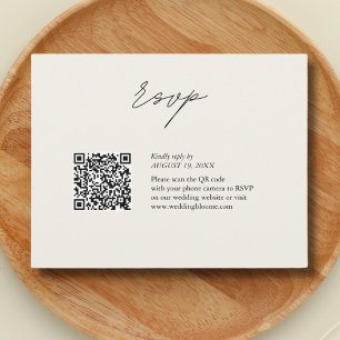Boho minimalist script QR code wedding RSVP Card