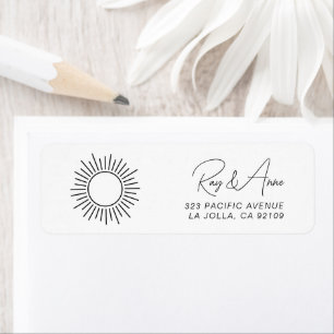 Boho Minimalist Script Sun Sketch Return Address