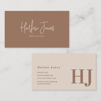 Boho Minimalist Signature Neutral Tone Business Card