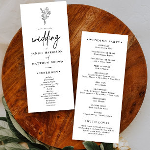 Boho Minimalist Simple Elegant Wedding Program