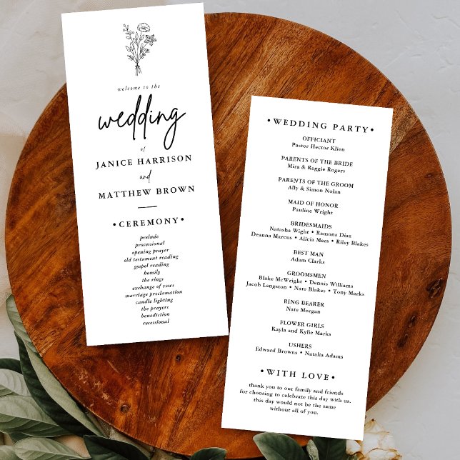 Boho Minimalist Simple Elegant Wedding Program (Creator Uploaded)