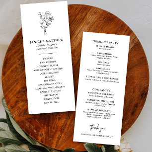 Boho Minimalist Simple Elegant Wedding Program