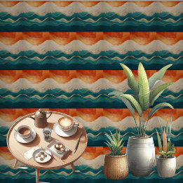 Boho Minimalist Sky Mountains Terrain Abstract Art Wallpaper