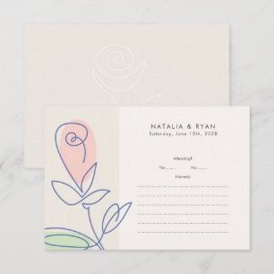 Boho Minimalist Spring Floral Wedding RSVP Card