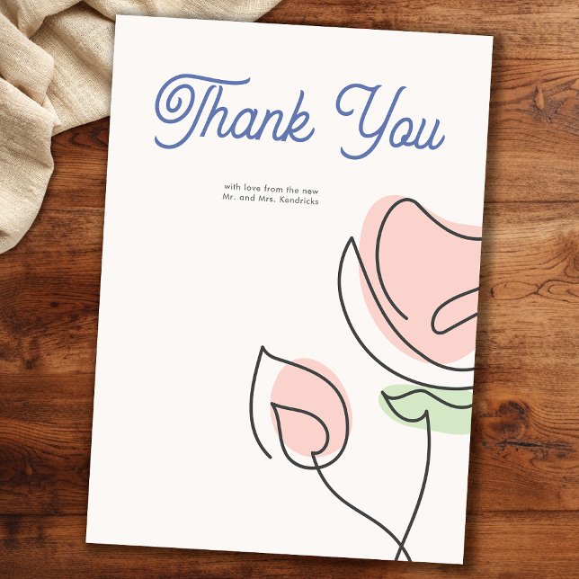 Boho Minimalist Spring Floral Wedding Thank You Card (Creator Uploaded)