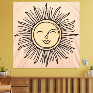 Boho Minimalist Sun Symbol Canvas – Modern Spiritu Print