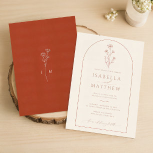 Boho Minimalist Terracotta Arch Wedding Invitation